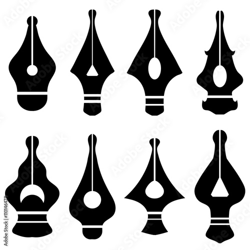 Fountain Pen Nib Icon Symbols Isolated