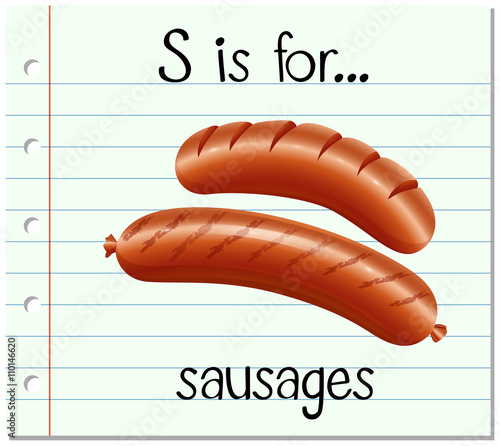 Flashcard letter S is for sausages