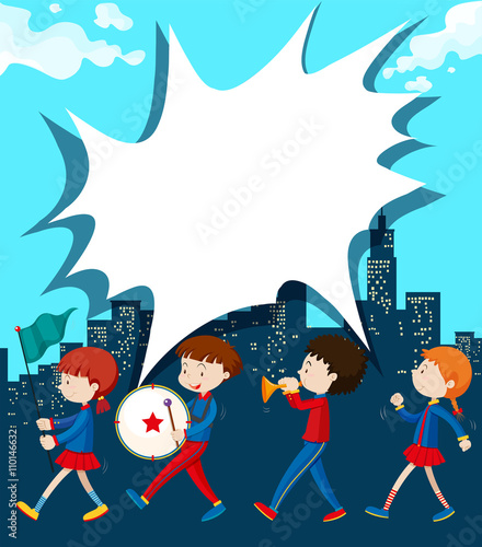 Children marching in the band