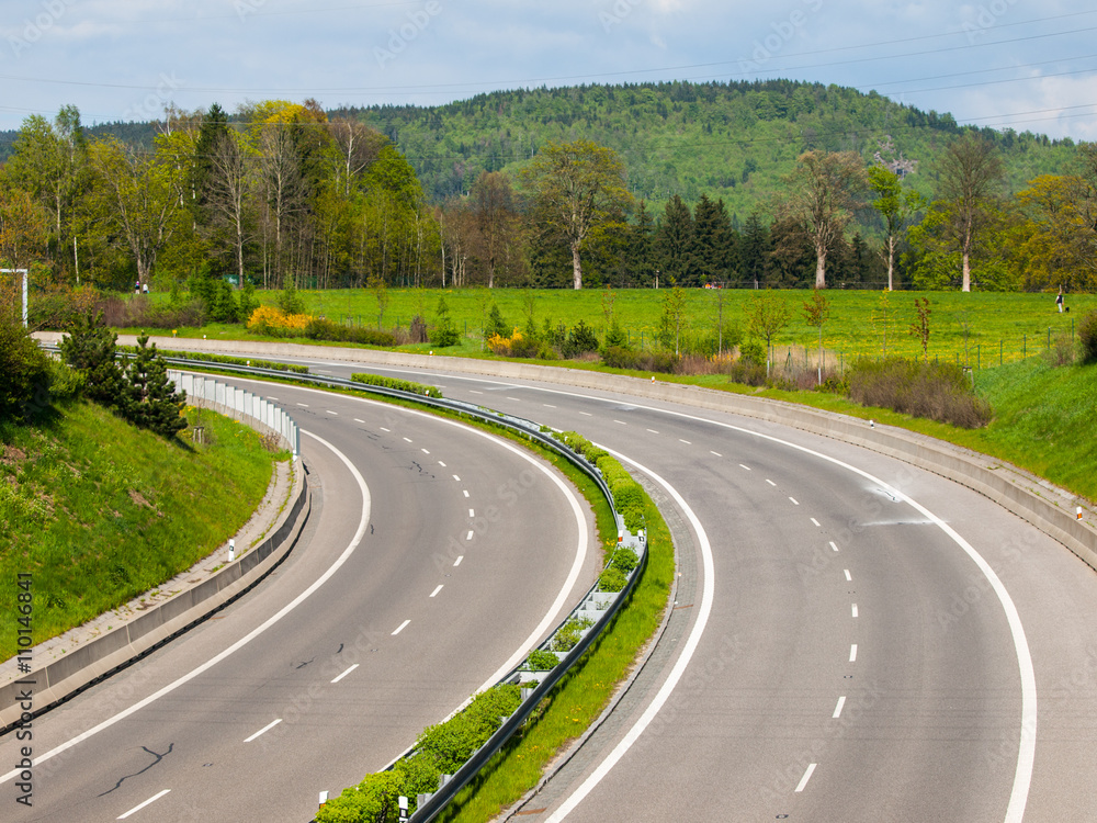 Two-lane highway turned to the left