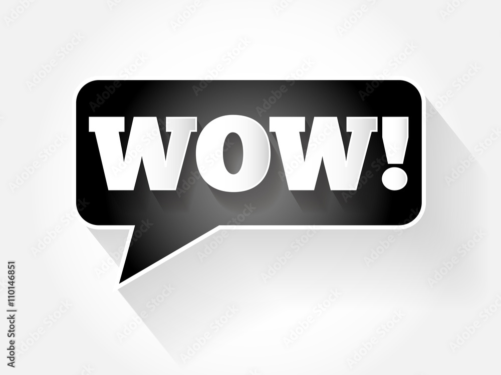 WOW! text message bubble, flat background concept WOW! text message bubble, flat background concept