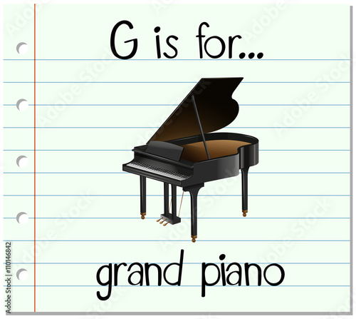 Flashcard letter G is for grand piano