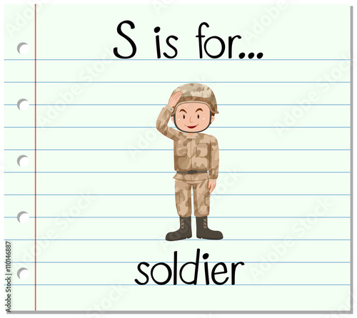 Flashcard letter S is for soldier
