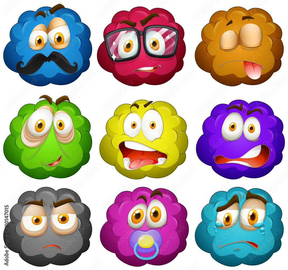 Facial expressions on fluffy balls Facial expressions on fluffy balls