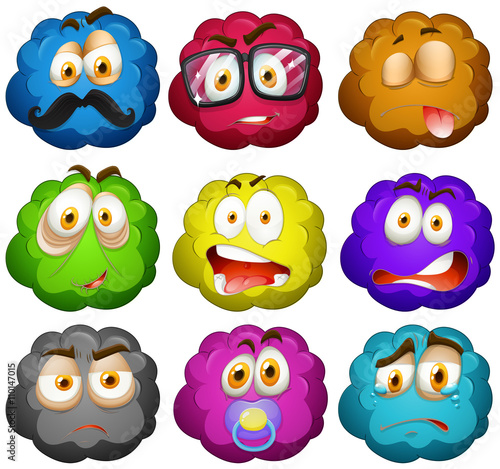 Wallpaper Mural Facial expressions on fluffy balls Torontodigital.ca