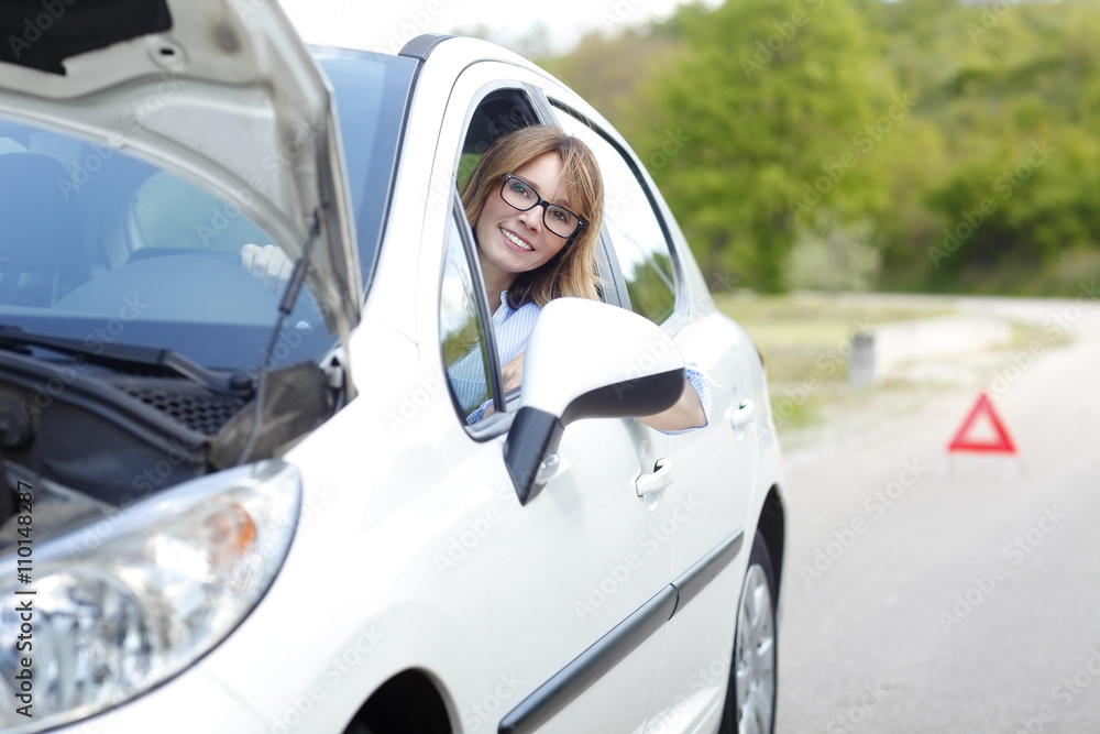 Broken down car on the road Broken down car on the road