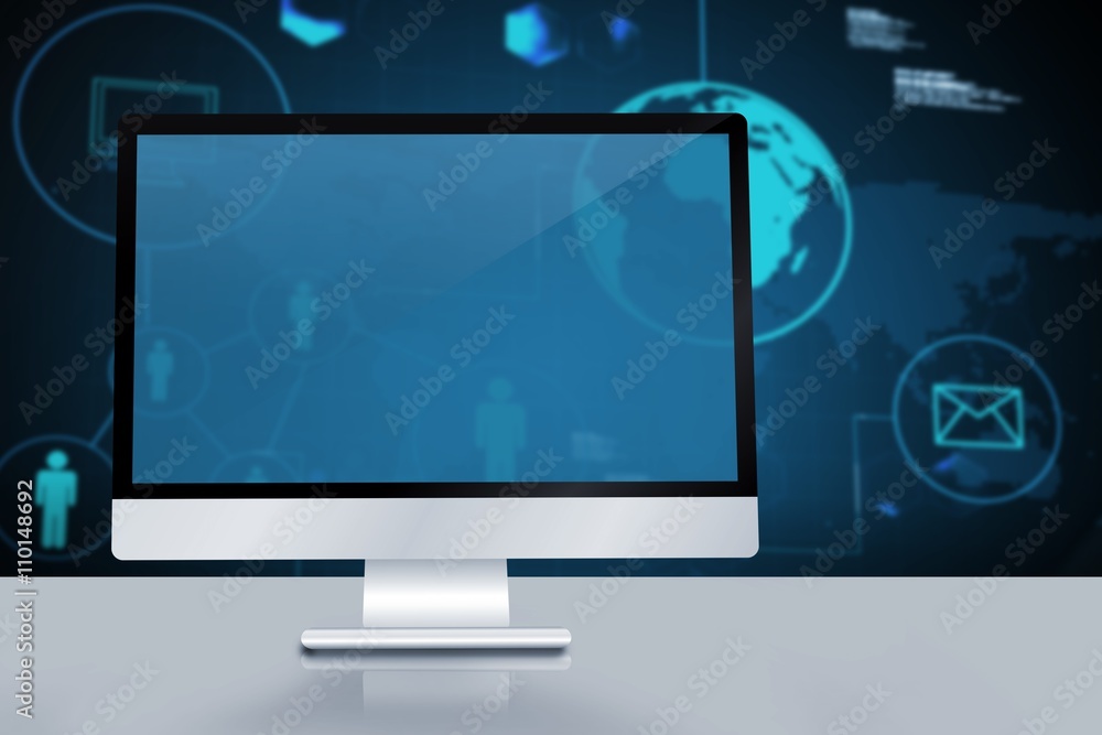 Composite image of image of a desk with computer Composite image of image of a desk with computer