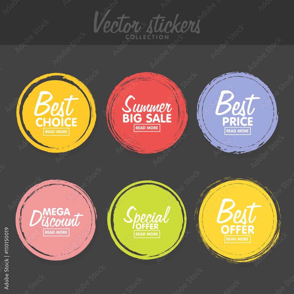 Vector set of vintage colorful  labels for greetings and promotion.