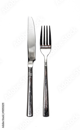 Cutlery metal set with Fork and Knife - kitchen utensils.