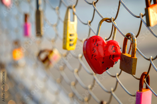 Love locks at Osanbashi Pier in Yokohama, Japan