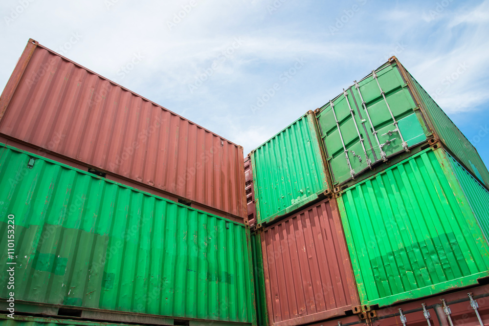 Fototapeta premium Containers in the port on the daytime