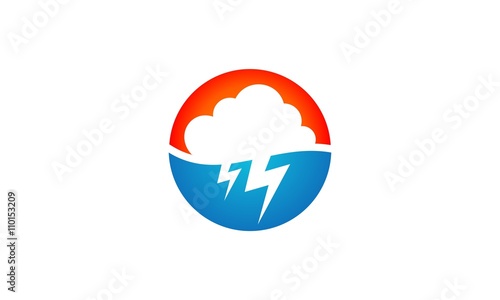 rain clouds and lightning icon logo