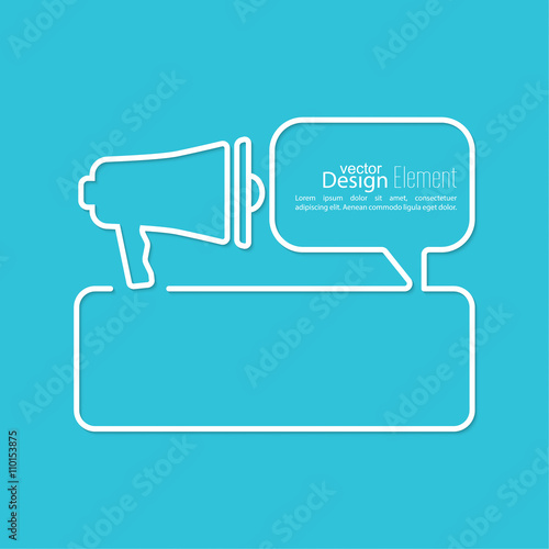 Megaphone, loudspeaker with bubbles speech.