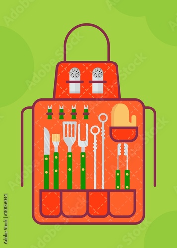 bbq apron with bbq tools