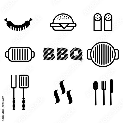 bbq set of icons