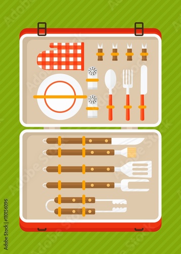 bbq set of tools for bbq in suitcase