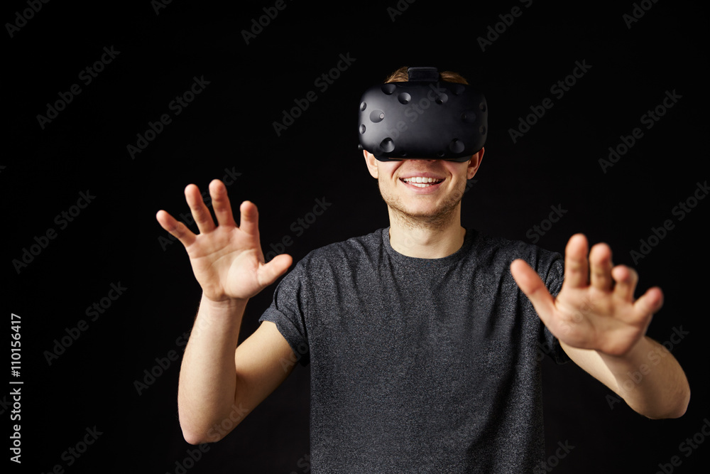 Young Man Wearing Virtual Reality Headset Young Man Wearing Virtual Reality Headset