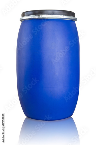Obraz na płótnie Blue drum being use in chemical and oil industrial,Isolate on white with clippina path. w salonie
