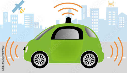 Autonomous Driverless Car. Intelligent controlled car, smart navigation.Automobile sensors use in self-driving cars .