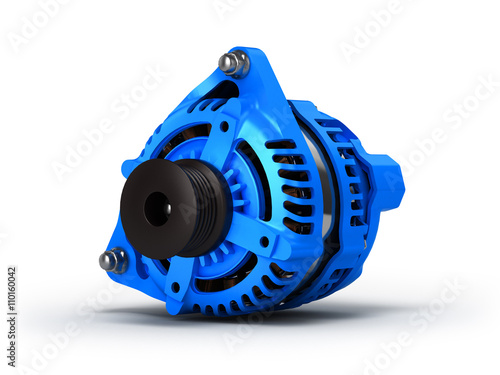 Фотография Car alternator isolated on a white background.3D illustration.