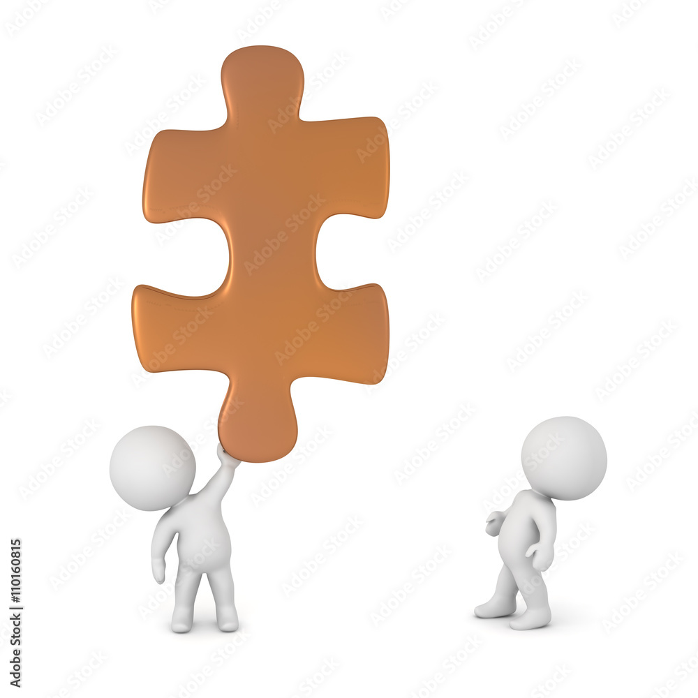 3D Characters and Puzzle Piece 3D Characters and Puzzle Piece