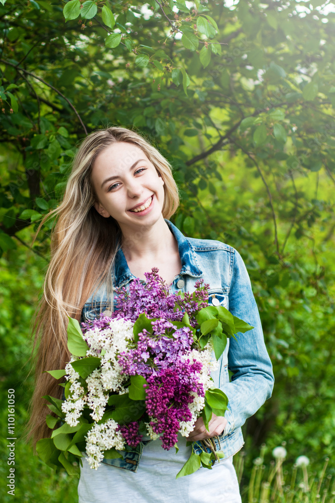 Girl with a bouquet of lilacs Girl with a bouquet of lilacs