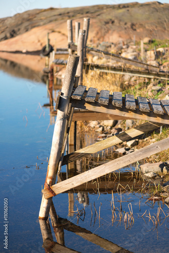 Small harbour in a bay with...