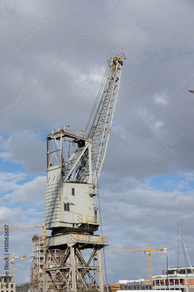 Waterfront Tower Crane sits idle and unused at Table Bay Harbour Cape Town