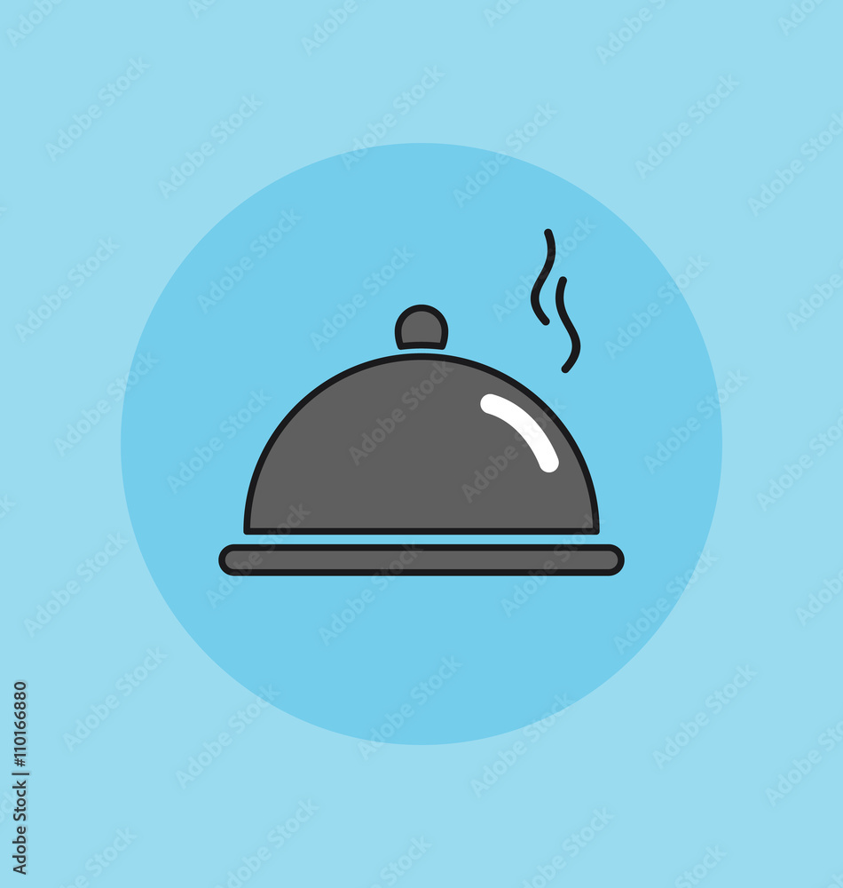 Cloche, food plate illustration icon. Cloche, food plate illustration icon.