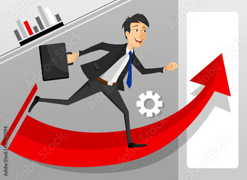 Young businessman running for success in the corporate