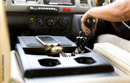 adapter converter charger plug phone on a car.