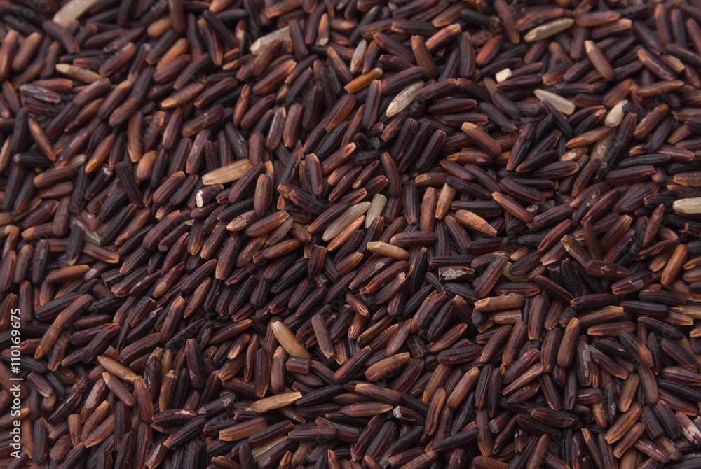 Close up of a riceberry rice texture background