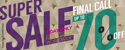 Modern Banner Super Sale Up to 70 Percent 6250x2500 Pixel Vector.