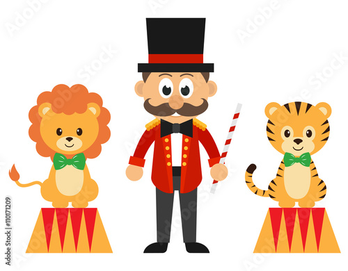 circus man and lion and tiger