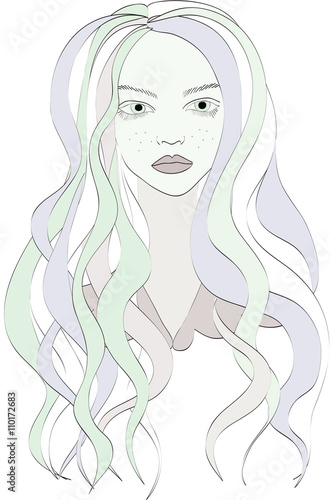 Soft colors portrait of beautiful woman -  vector illustration