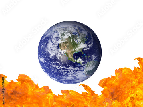 Burning Earth isolate on white background - Elements of this image furnished by NASA 