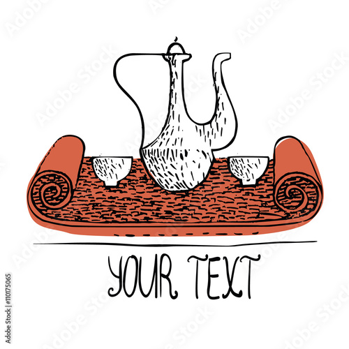 Hand drawn vector tea set