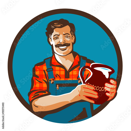 fresh milk vector logo. drink or farmer icon