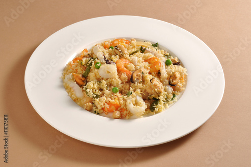 Dish with cous cous and fish