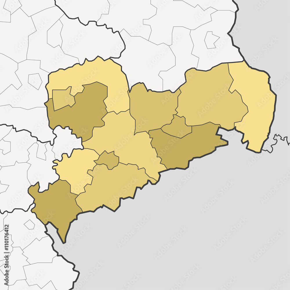 Map of Saxony with neighboring federal states Map of Saxony with neighboring federal states