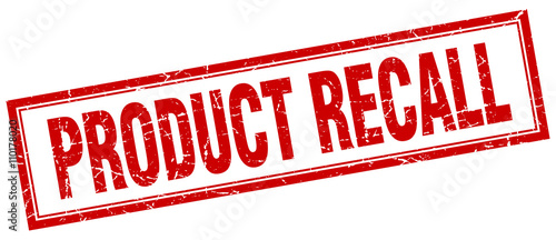 product recall red grunge square stamp on white