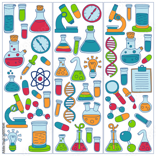 Chemistry Pharmacology Natural sciences Vector doodle set