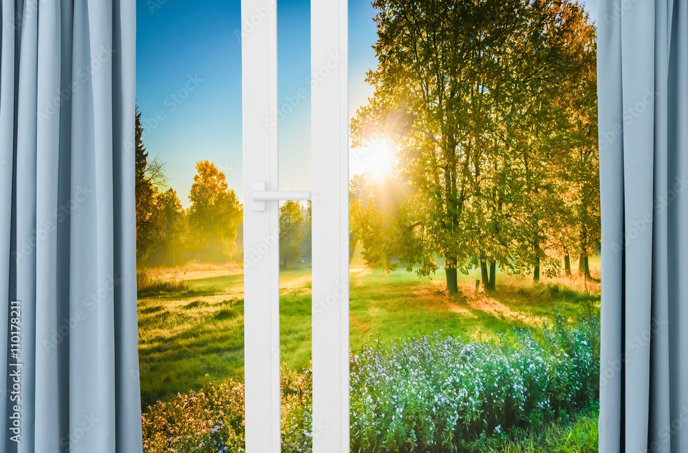 Fototapeta premium sunrise view from the window