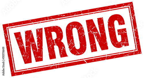 wrong red grunge square stamp on white