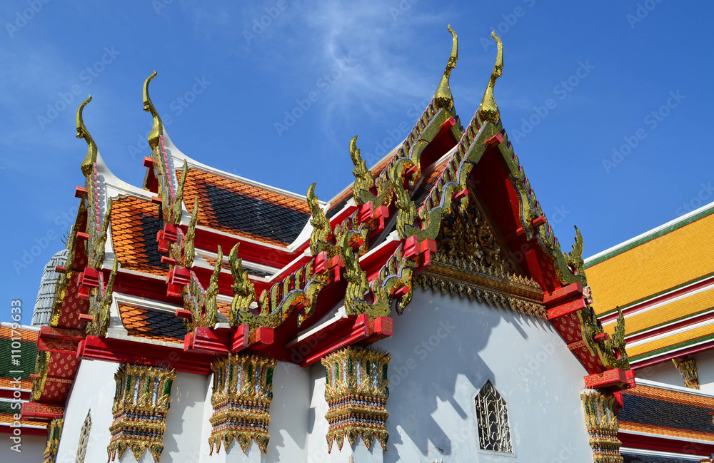 Thai buddhism church against blue sky background Thai buddhism church against blue sky background