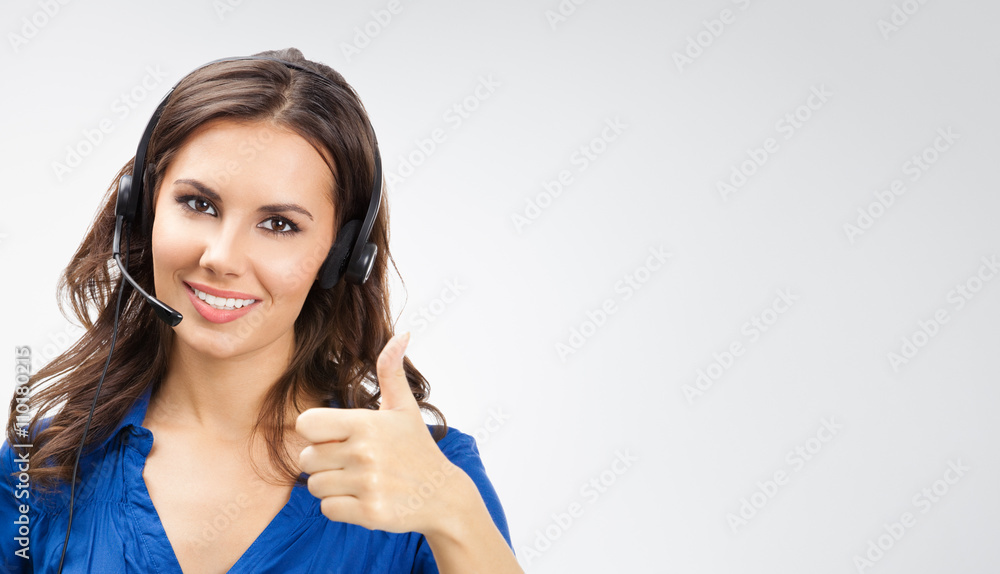 Support phone operator with thumbs up gesture Support phone operator with thumbs up gesture
