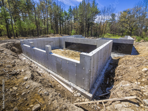 Concrete foundation for a new house