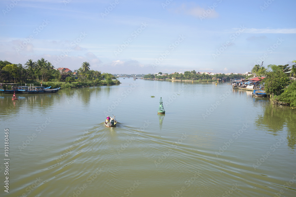 The Thu Bon river in the early morning Hoi An, Vietnam