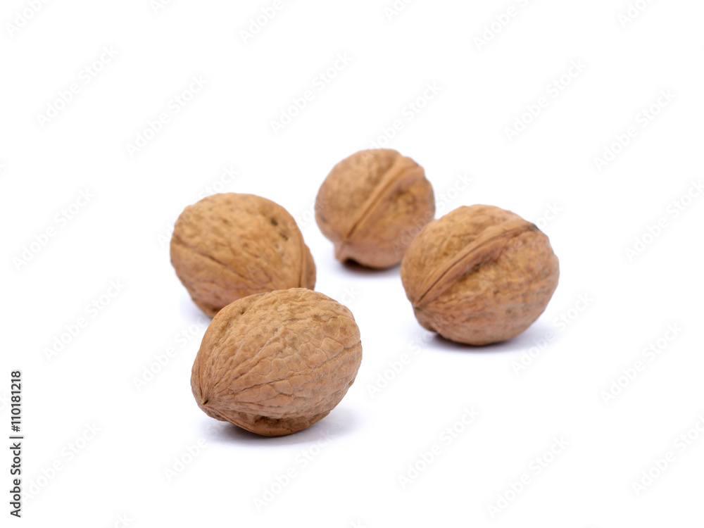 Walnuts in shell isolated on white background Walnuts in shell isolated on white background