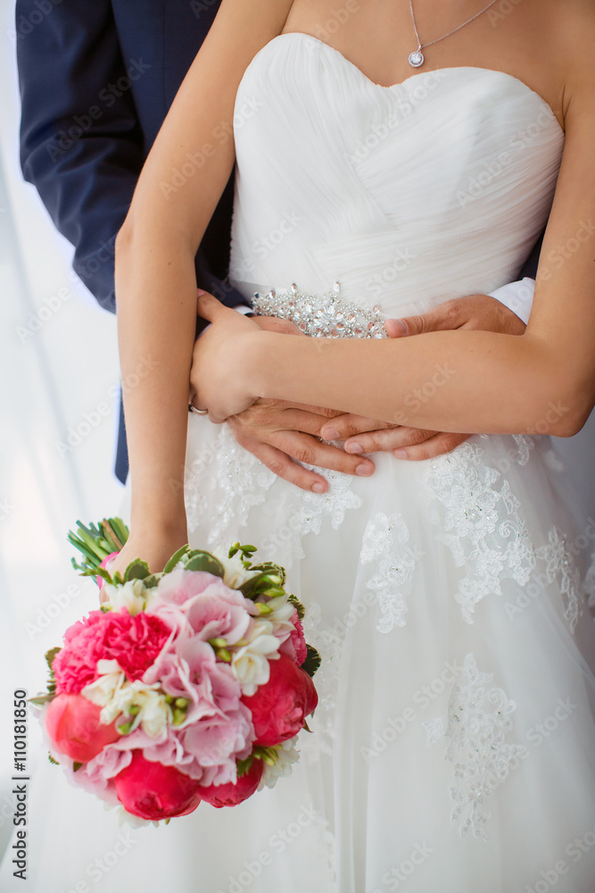 Wedding details. Bride and groom indoors Wedding details. Bride and groom indoors